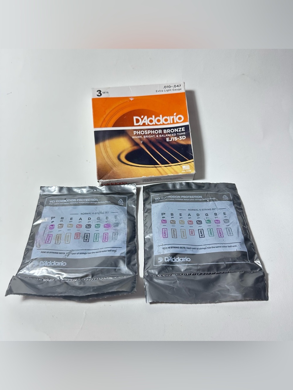 2 Sets EJ15 Acoustic Guitar Strings Extra Light EJ15-3D Phosphor Bronze
